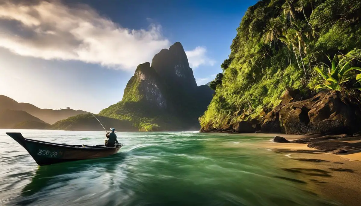 Imagem de locais de pesca no Brasil, com belas paisagens e pescadores em ação