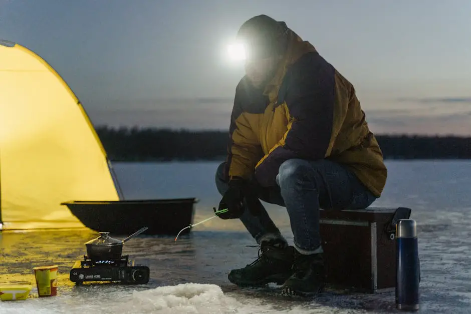 Imagem realista de pesca submarina no inverno