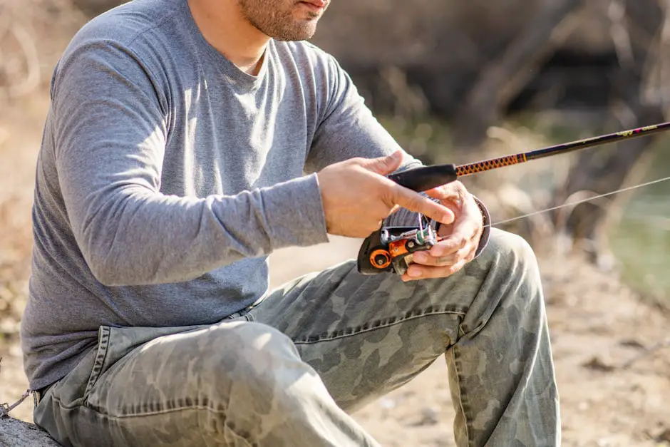 An angler carefully considering different fishing reels, evaluating their features and suitability for various fishing techniques and environments