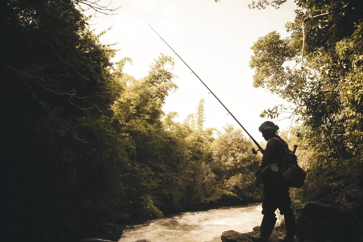 Image of a person fishing by the river