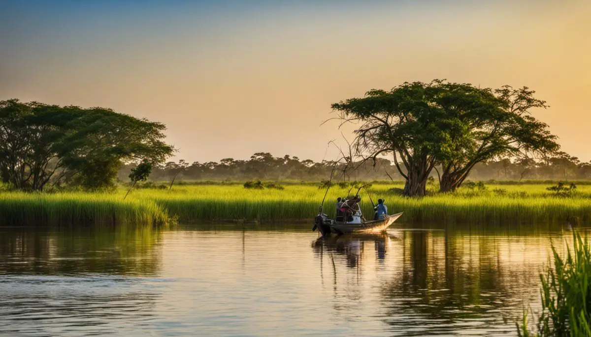 A beautiful image of the fishing locations in Pantanal, showcasing its natural beauty and abundance of fish.