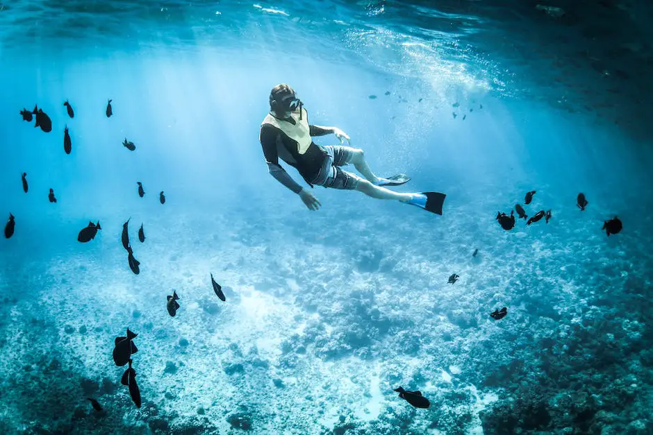 Image of a person fishing underwater with proper equipment and following safety regulations