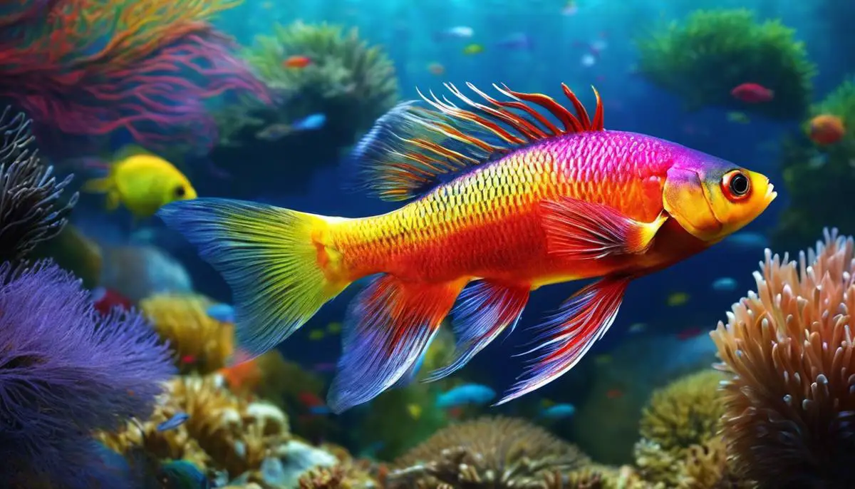 Imagem de um Tucunaré, um peixe esportivo com cores vibrantes