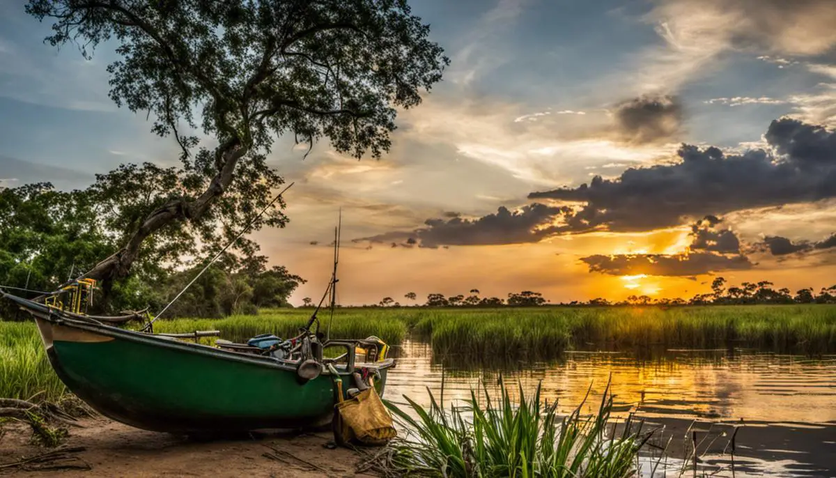 Image description: A picture of fishing equipment in the Pantanal region.