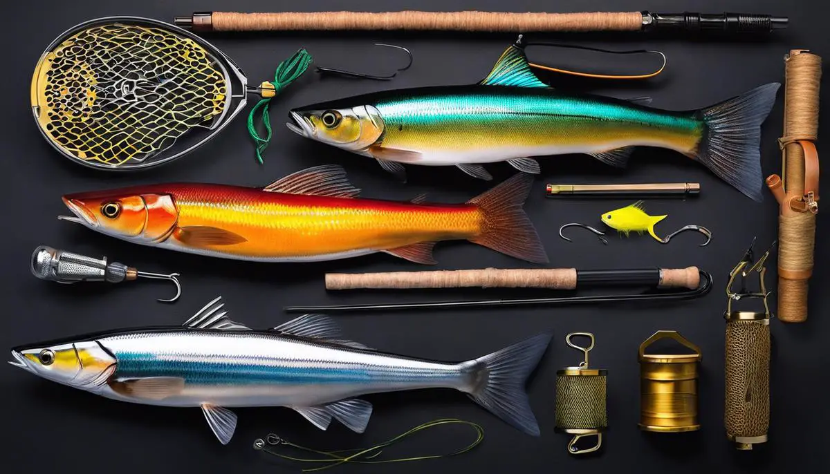 Image showing a set of well-maintained fishing equipment for underwater fishing