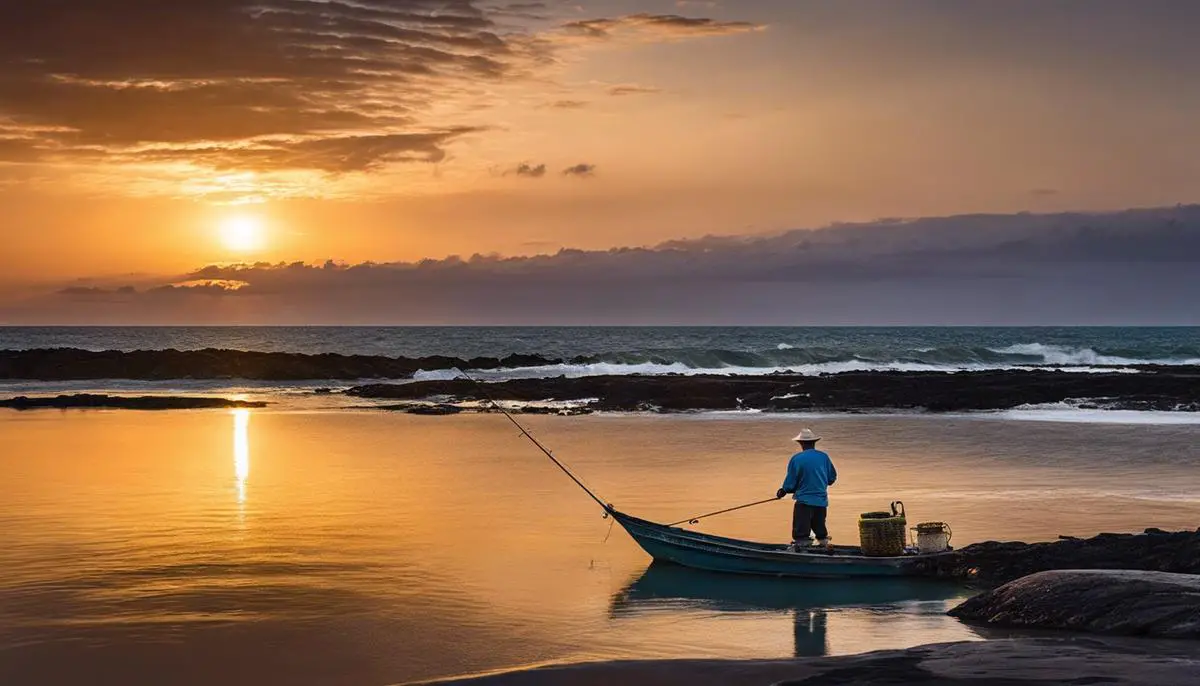 Image depicting a fisherman practicing responsible fishing near a Tucunaré habitat