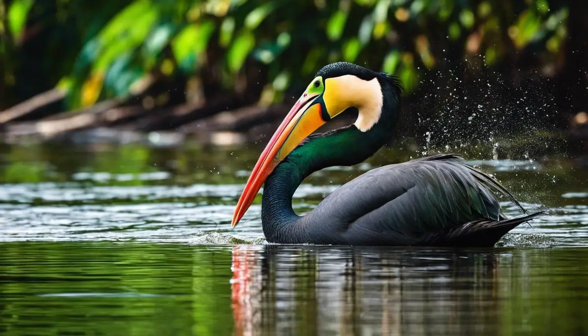 Imagem de um Tucunaré grande nadando nas águas da Amazônia brasileira