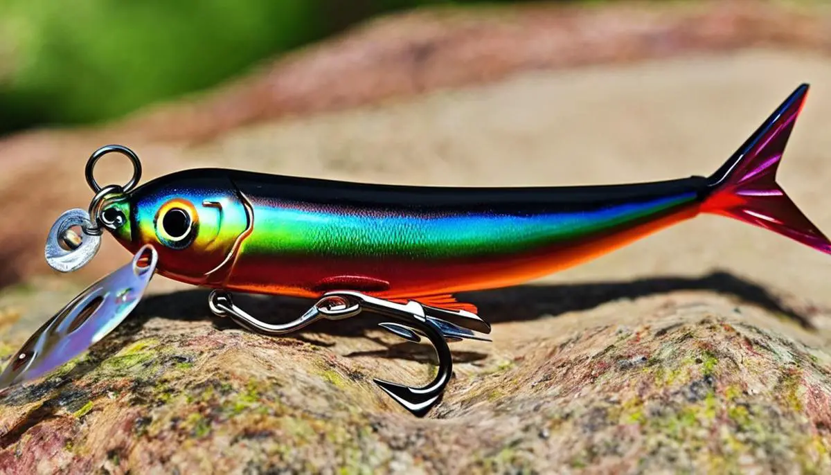 A fishing lure designed specifically for Tucunaré, featuring bright colors to attract the predator.