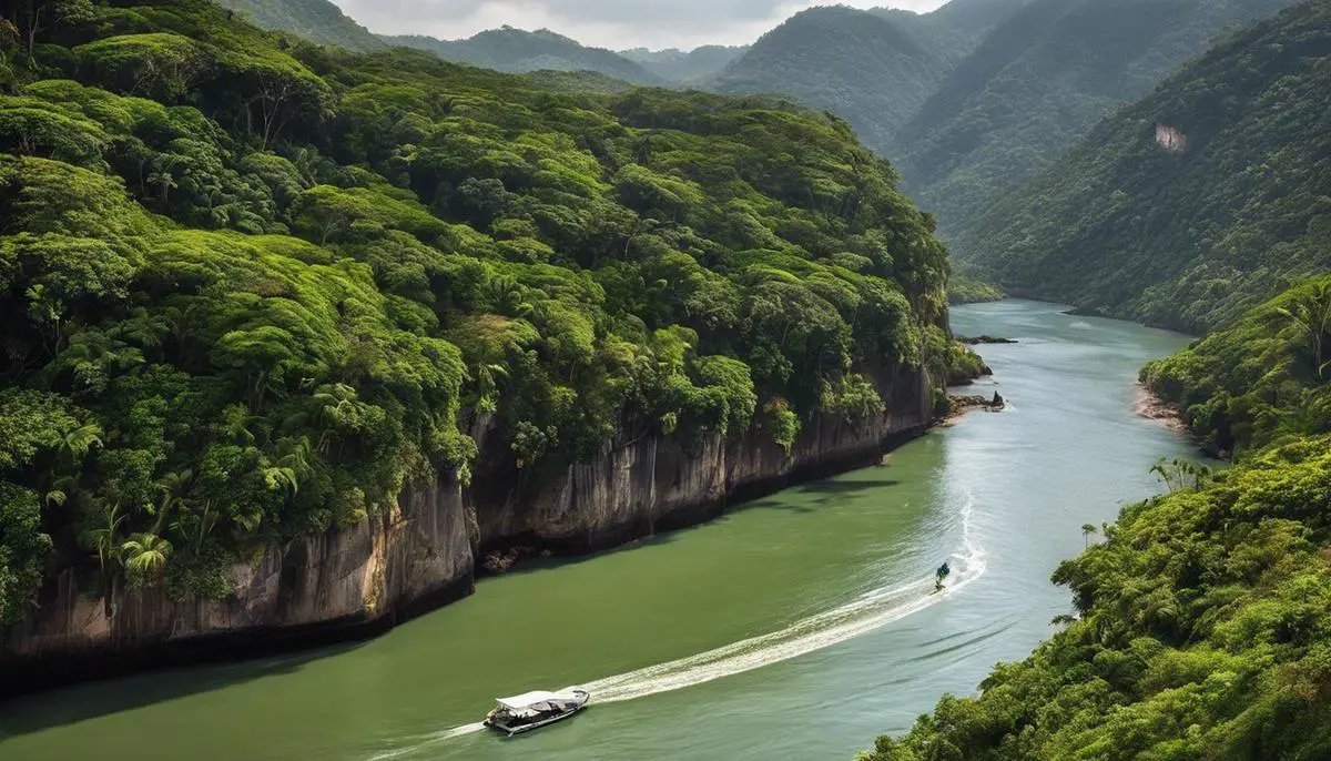 Imagem de um belo tucunaré nadando no rio