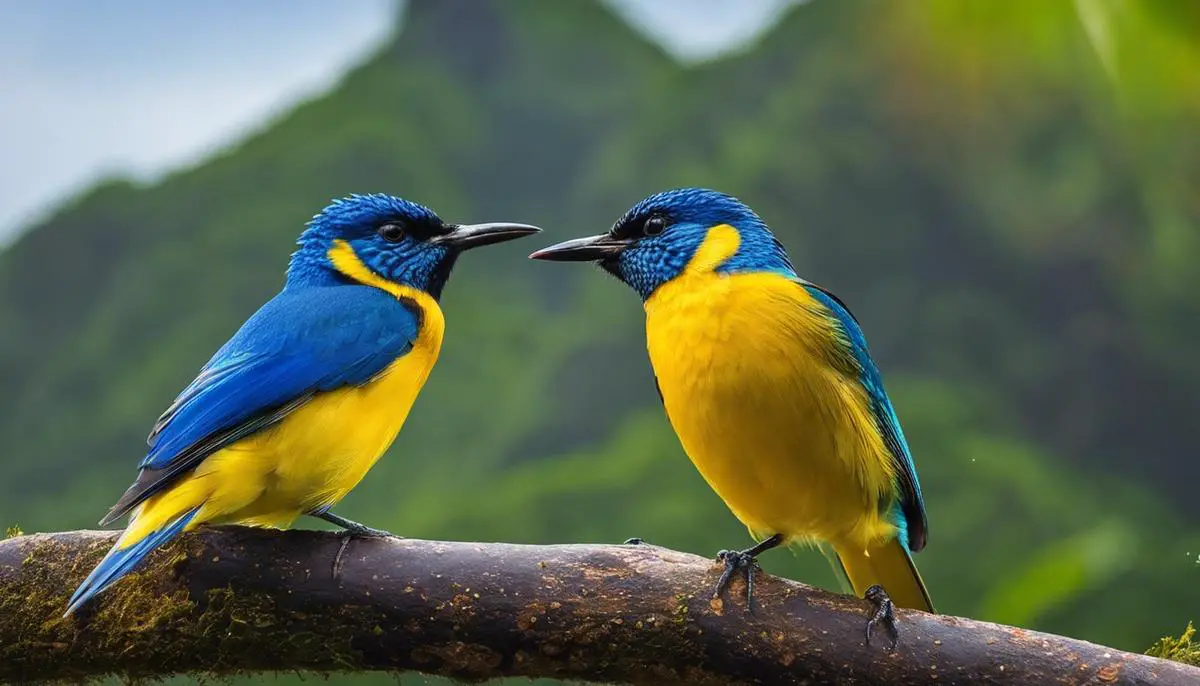 Imagem de Tucunaré Azul e Tucunaré Amarelo nadando juntos em um rio