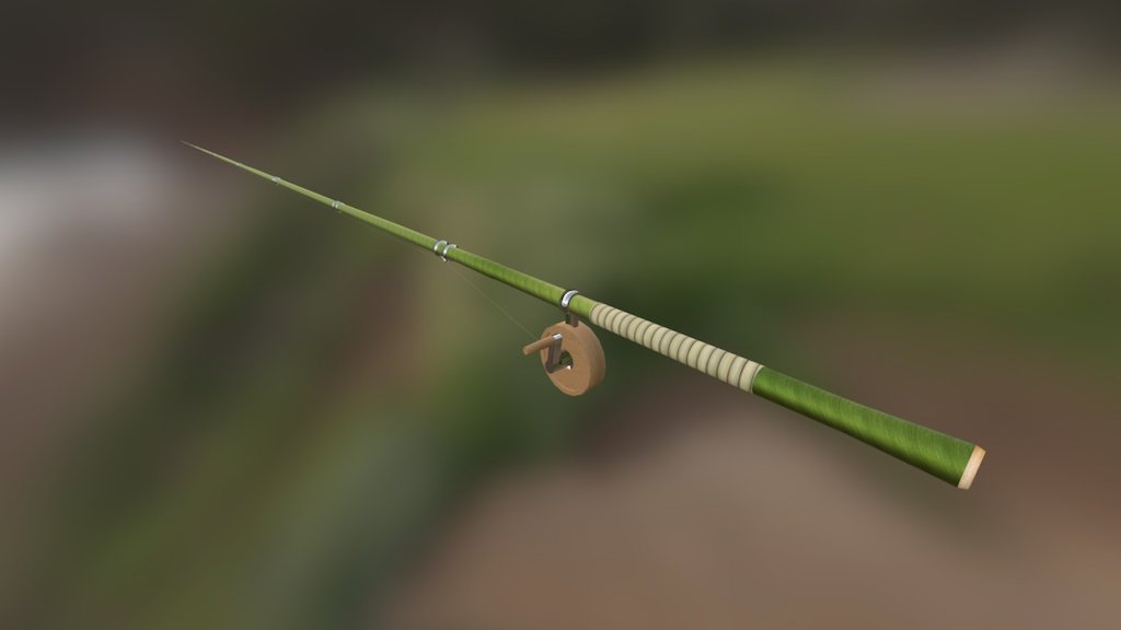 Imagem mostrando uma vara de pesca adequada para o local de pesca, como um rio tranquilo ou um lago